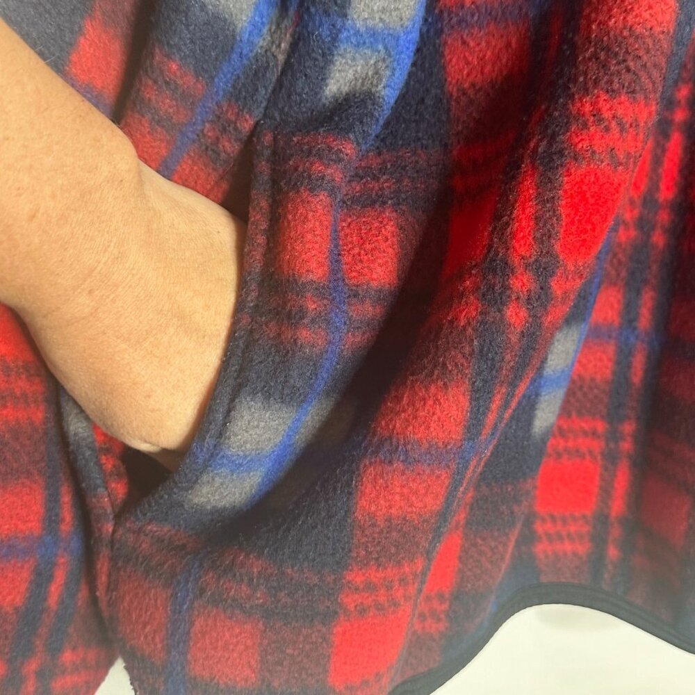 Vintage Sutter & Grant Red Plaid Pullover Fleece Men's L Half-Zip Cozy Winter - Picture 6 of 8